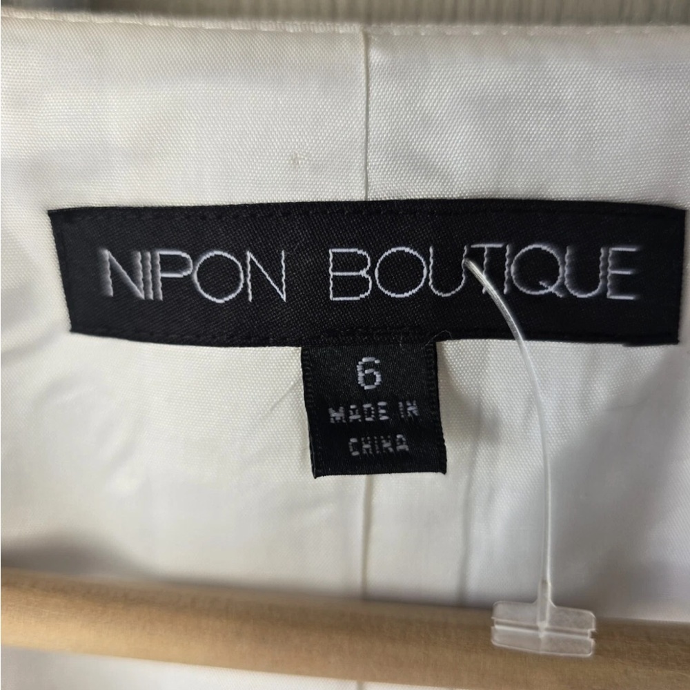 $240 Nipon Boutique Linen Blend Blazer Jacket Women Sz 6 Lace Flare Sleeve New - Picture 9 of 14